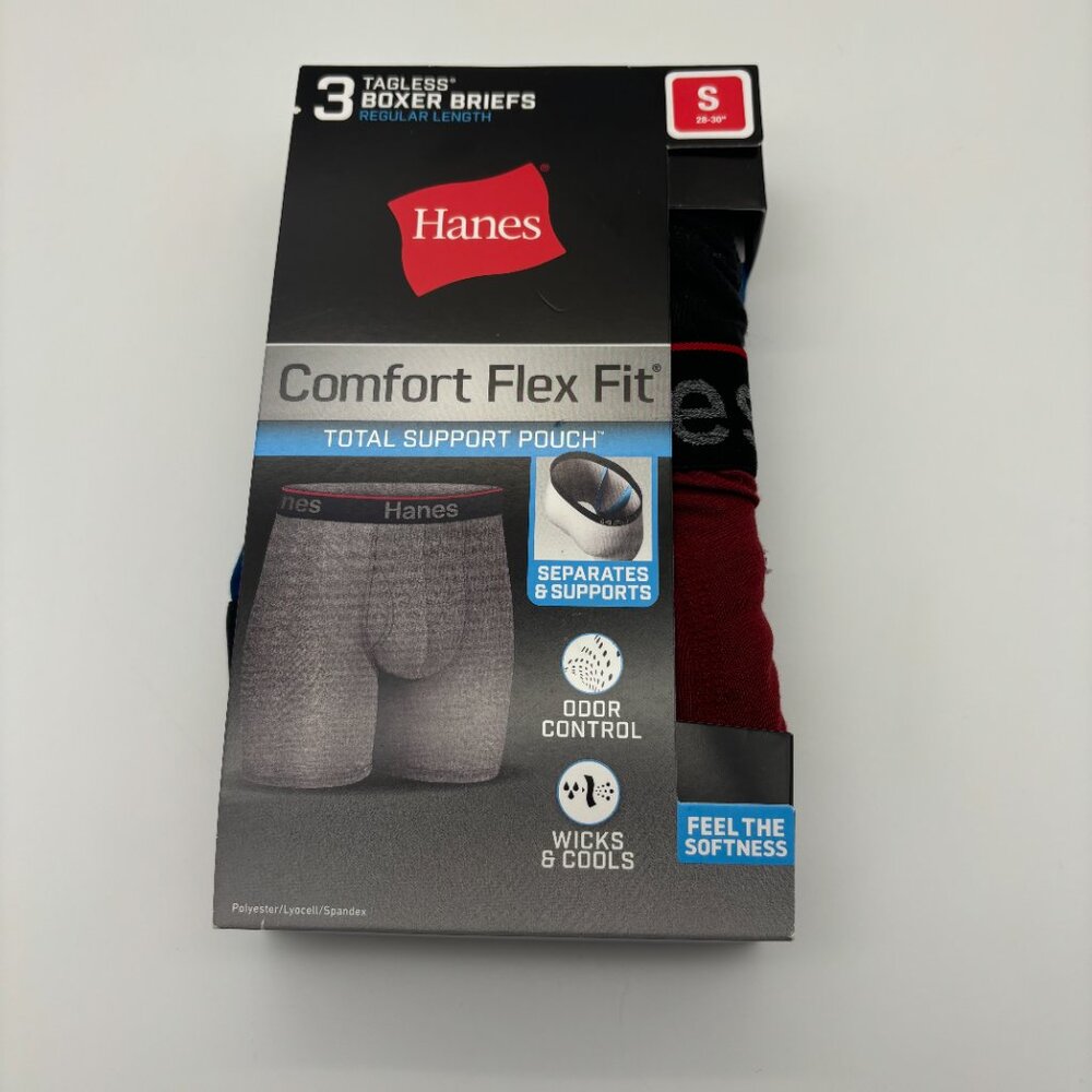 Hanes Mens Comfort Flex Fit Support Pouch Tagless Regular Length Boxer Briefs, S